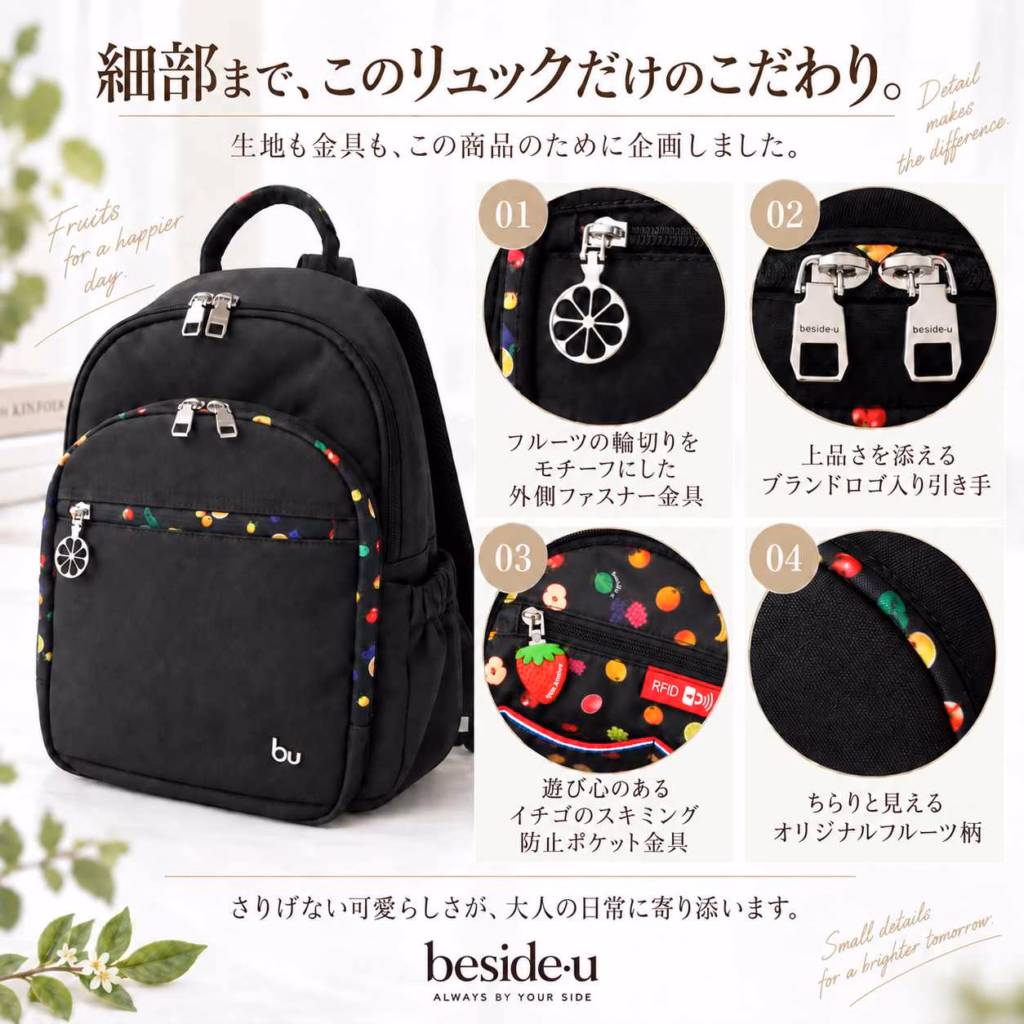 大人が持ちやすい、すっきりしたデザイン